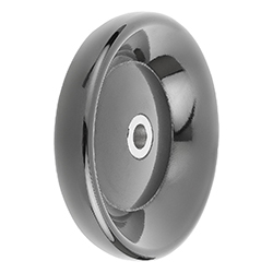 Volant plein sans poignée, insert en Inox, Forme E, avec trou lisse, pouces (06288)