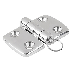 Charnières en inox, séparables, démontables, Forme B, avec broche/tête et anneau porte-clés (27875-04)