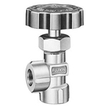 Valve d'arrêt à pointeau, modèle coudé fileté 0.98MPa laiton