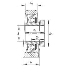 INA Unité à palier avec base courte, fonte grise, collier de verrouillage excentrique, joint P