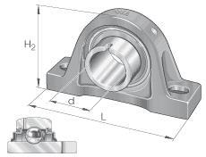 INA Bloc de remplissage avec base longue, fonte grise, palier flottant, rainure de clavette sur la bague intérieure, joint P