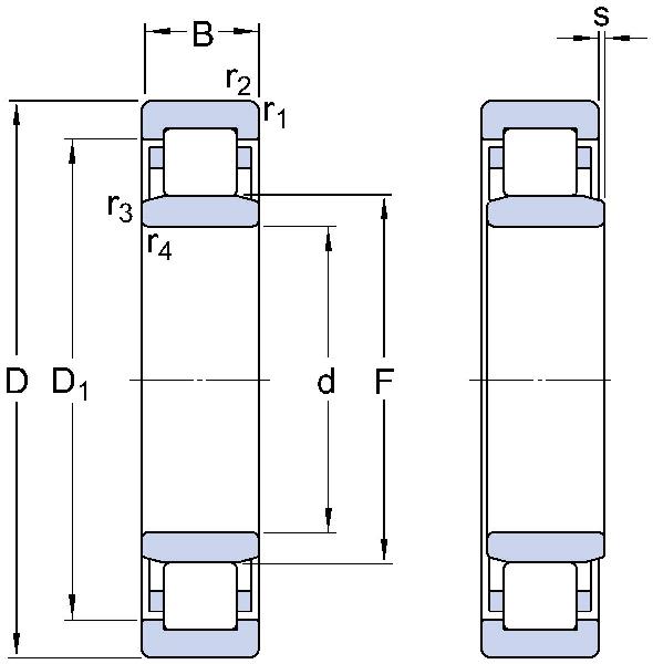 Roulements à rouleaux cylindriques SKF à une rangée, série NU..