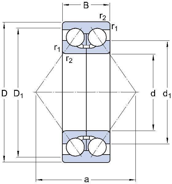 Roulements à billes SKF à contact oblique à deux rangées et bague fendue, type ouvert