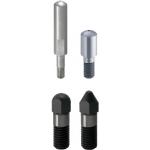 Goupilles de positionnement / forme de tête au choix / forme de pointe au choix / filetage extérieur / configurable / g6