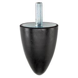 Tampons butée caoutchouc-métal / forme projectile / filetage extérieur, acier / NR / 25150 / HALDER