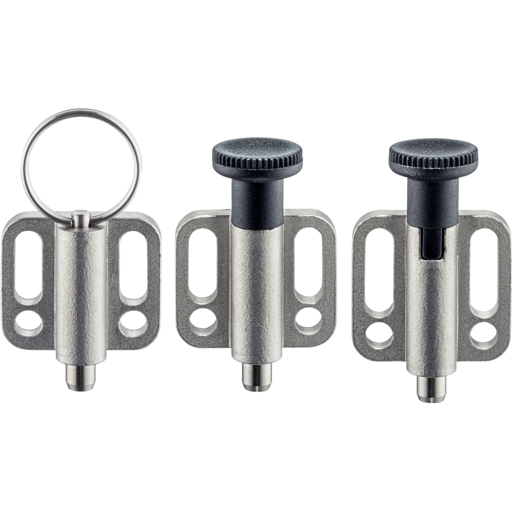Doigts d'indexage, avec bride de fixation, horizontal, inox
