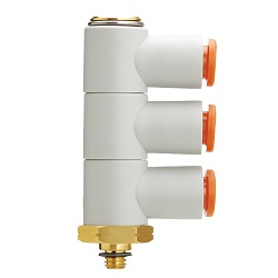 KQ2VT, Raccord instantané, usage général, raccordement fileté tube-mâle, coude mâle triple universel