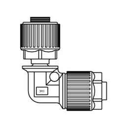 Raccords en fluoropolymère / Raccords de tuyauterie en fluoropolymère / Série LQ1 / Coude à faible encombrement avec écrou / Taille métrique
