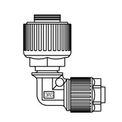Raccords en fluoropolymère / Raccords de tuyauterie en fluoropolymère / Série LQ1 / Coude à faible encombrement avec réducteur / Taille métrique