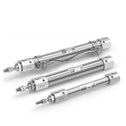 Vérins pneumatiques à faible frottement, double effet / simple tige, Série CJ2Q