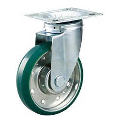 Roulette en uréthane pressé à haute résistance à la traction avec matériel pivotant