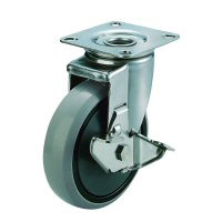 Roulette pivotante SUS-J2-S, modèle plat (avec butées)