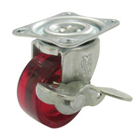 Roulette pivotante G-S  (simple roulement), modèle à plaque / roue en polycarbonate