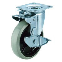 Roulette pivotante J2K-S, modèle plat (avec pièces pivotantes verrouillables)