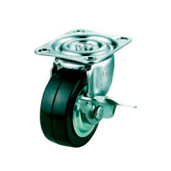 Roulette pivotante G-S (simple roulement), modèle plat (avec butées)