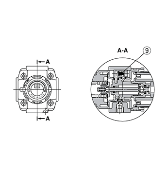 AW20K-B to AW60K-B (Filter Regulator With Backflow Function): structural drawings